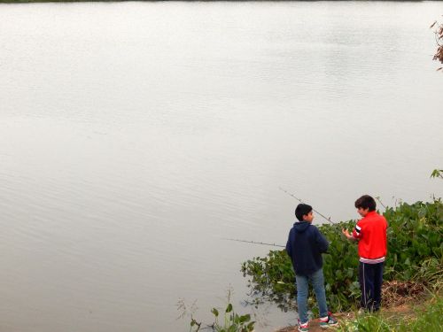 boys fishing child