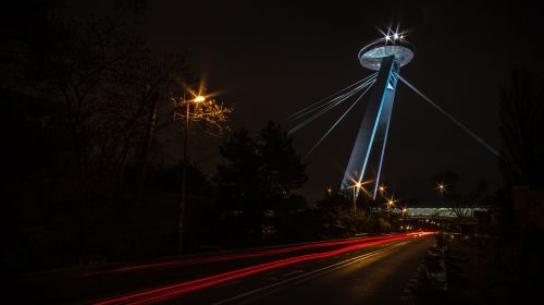 bratislava bridge illuminated