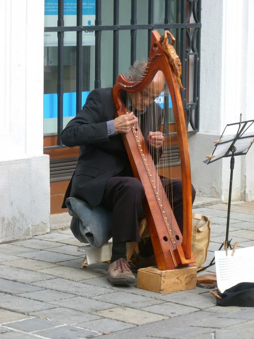bratislava street musician harp