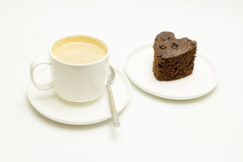breakfast coffee with milk sponge cake