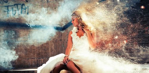 bride smoke fog
