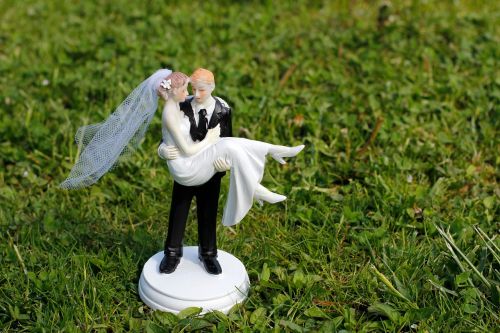 bride and groom veil marry