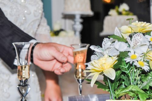 Bride And Groom With Wine Glass