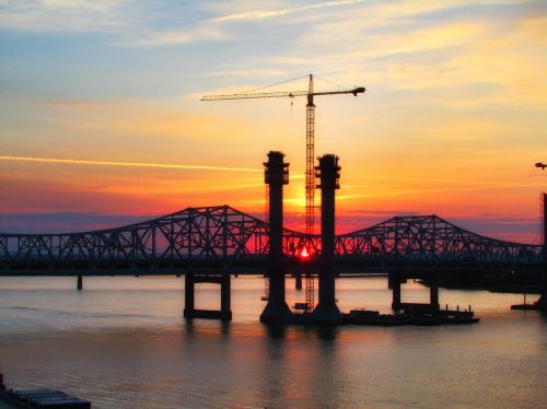 bridge sunset crane