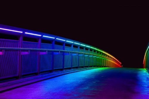bridge illuminated colorful
