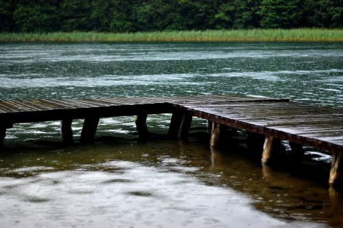 bridge rain lake