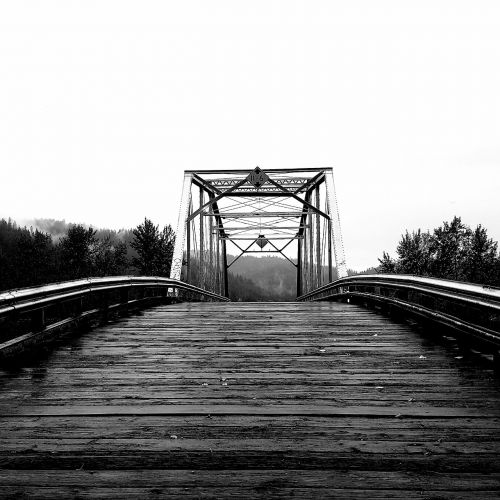 bridge small town black and white