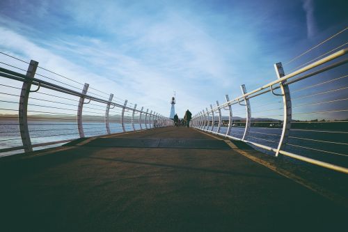 bridge lighthouse ocean