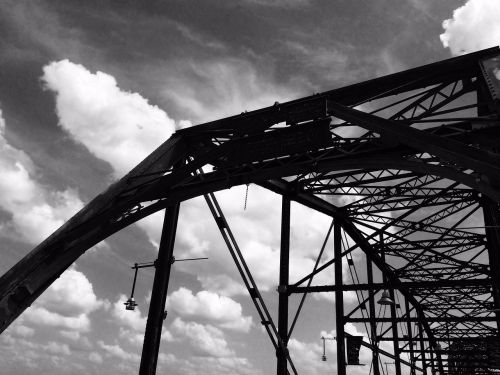 bridge black and white river