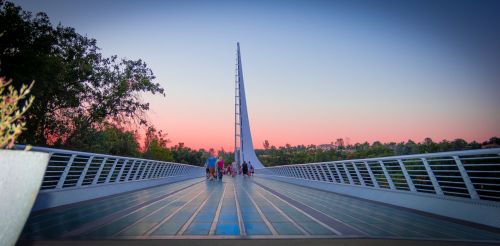 bridge sunset bridge sundial bridge