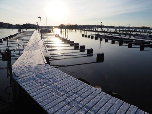 bridge snow sea