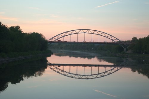 bridge  river  sunset