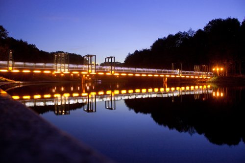 bridge  evening  river