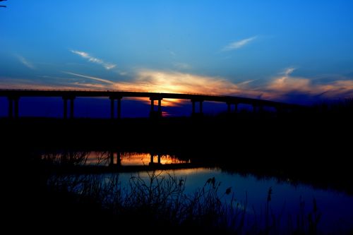 bridge sunset water