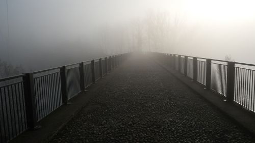 bridge fog cityscape