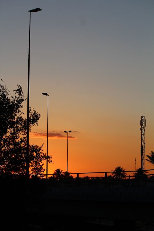 bridge sunset orange