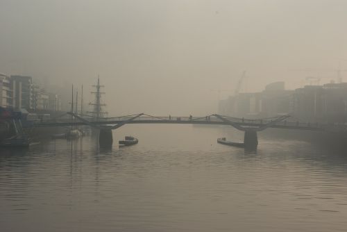 bridge river fog