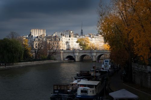 bridge sunset paris