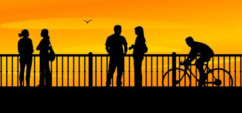 bridge sunset people