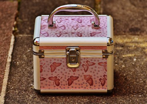 briefcase pink silver