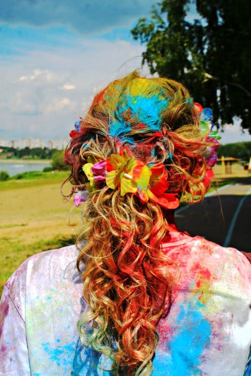 bright hair paint holi festival of colors