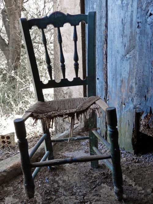 broken chair old ruin