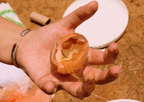 broken egg healthy food waste