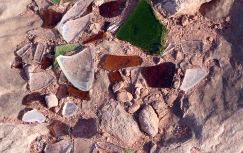 Broken Glass On Desert Rock