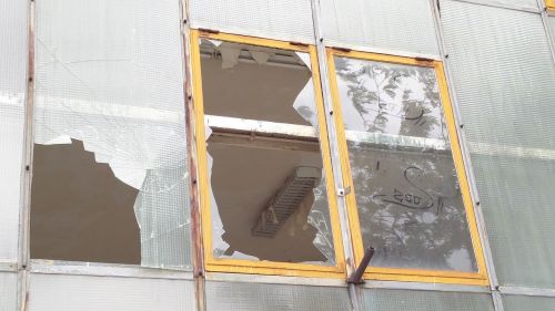 broken window industrial building abandoned