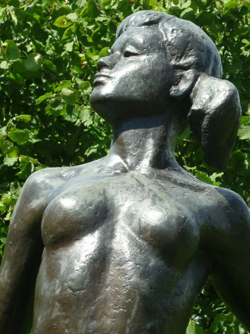bronze sculpture boy woman