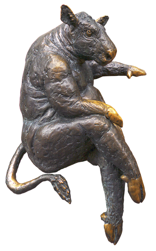 bronze statue sitting cow