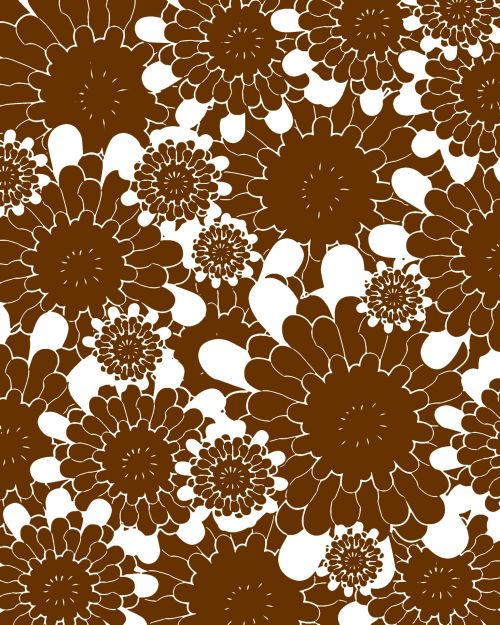 Brown &amp; White Flower Outlines