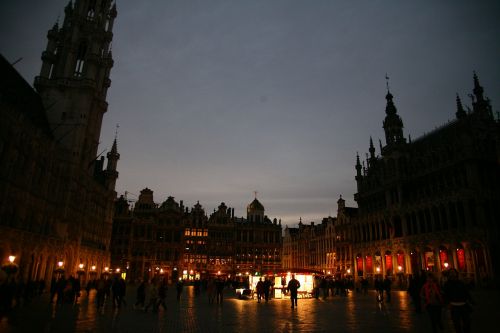 brussels square in the evening