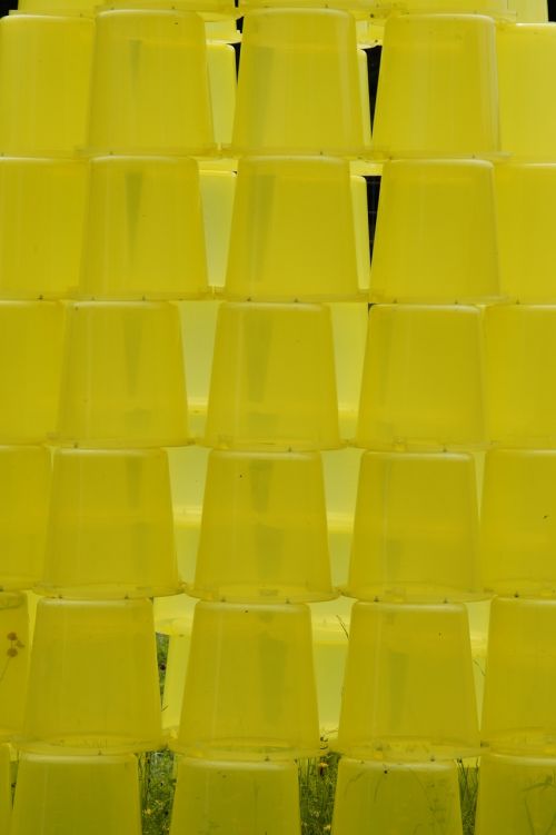 bucket stacked yellow