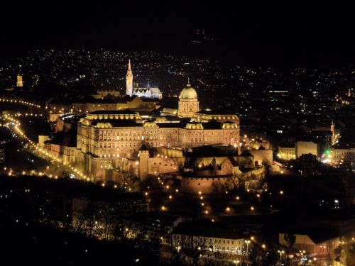 budapest city at night castle
