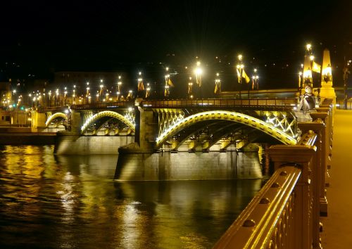 budapest bridge night