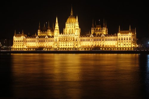 budapest  house of parliament  river danube