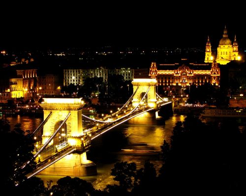 budapest chain bridge night