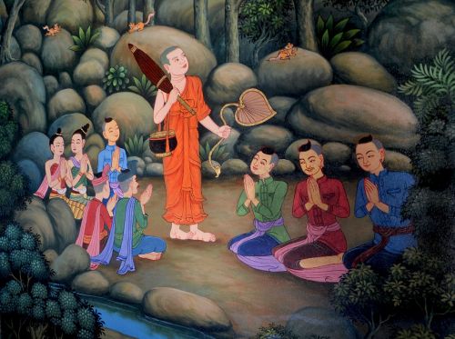 buddha followers praying