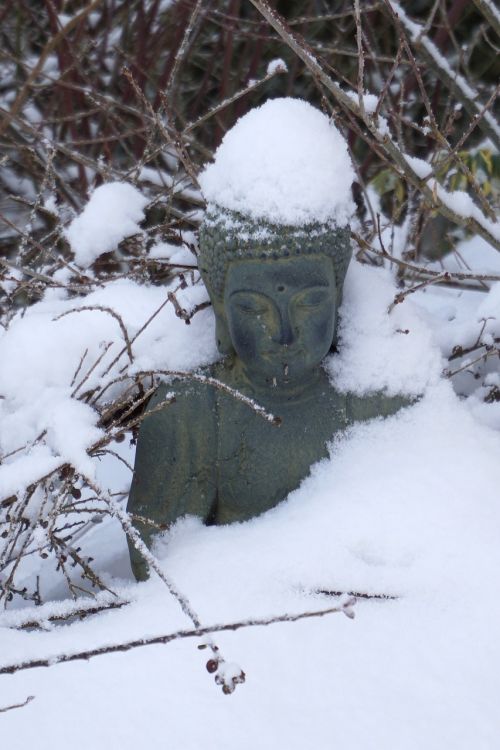 buddha snow winter
