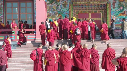 Buddhist Monks At A Monastery.