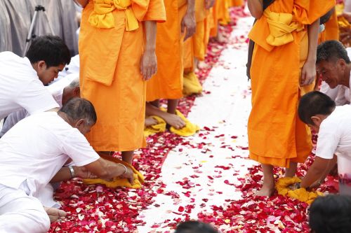 buddhists monks walk