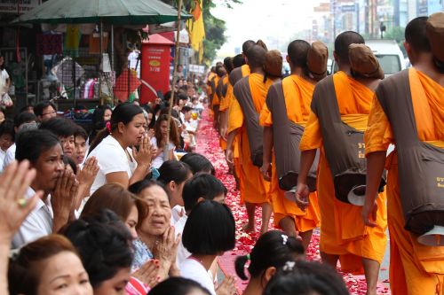 buddhists walk monks