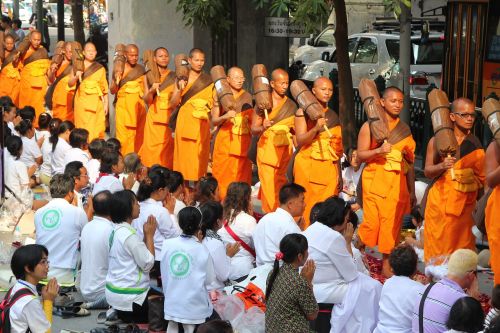 buddhists monks walk