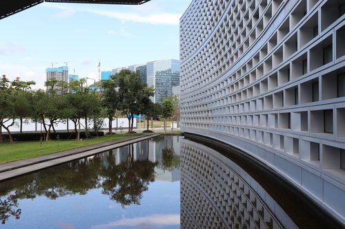 building  reflection  sky