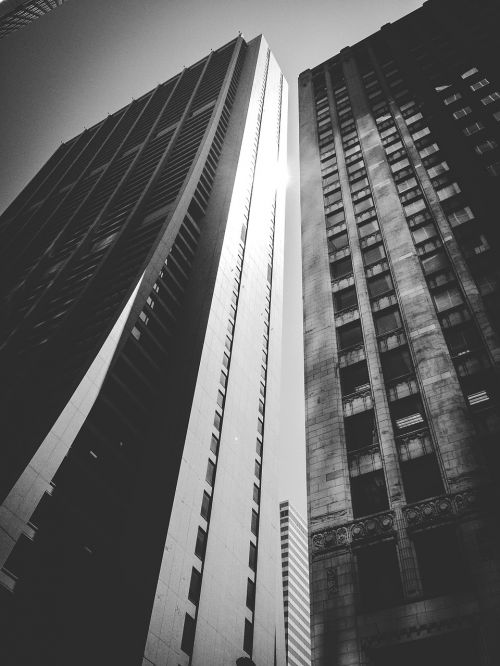 building skyscraper black and white