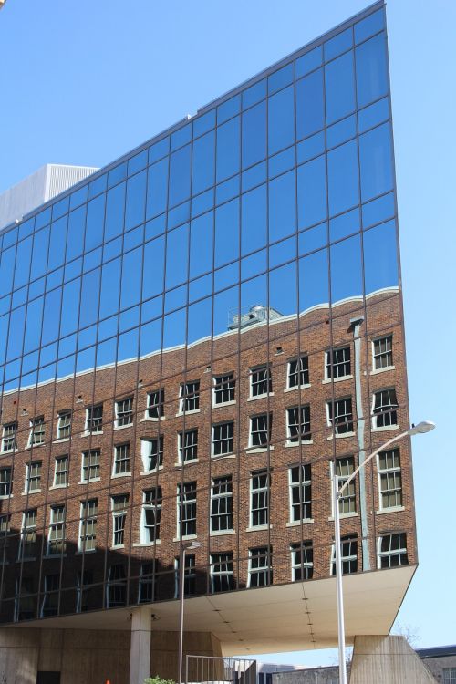 building reflection glass