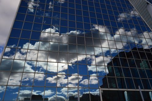 building clouds reflection