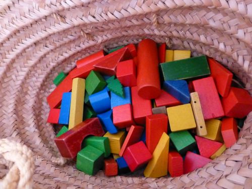 building blocks basket colorful