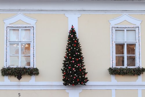 building front  christmas decoration  outdoor